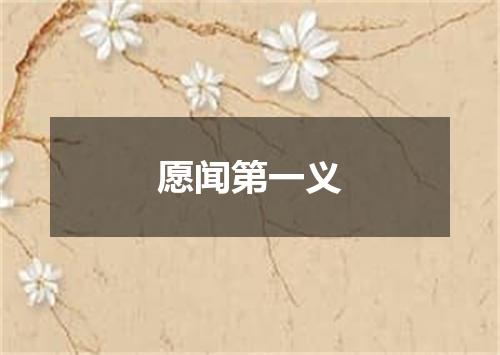 愿闻第一义
