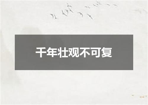 千年壮观不可复