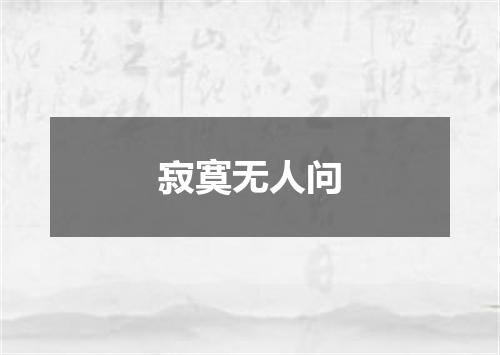 寂寞无人问