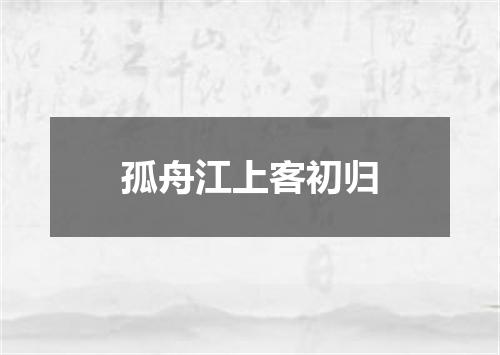 孤舟江上客初归