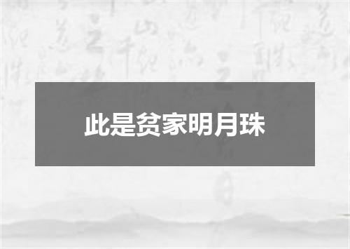 此是贫家明月珠