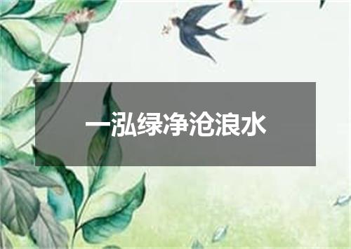 一泓绿净沧浪水