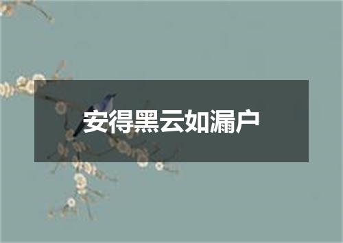 安得黑云如漏户