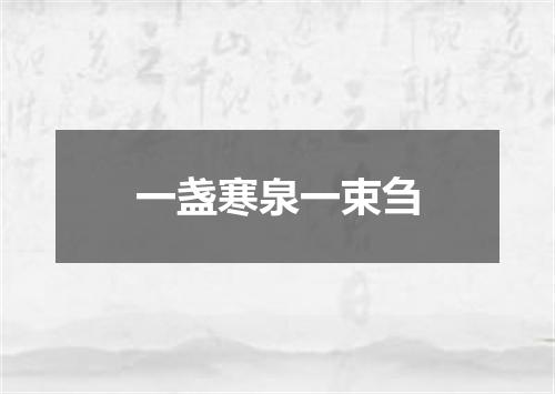 一盏寒泉一束刍