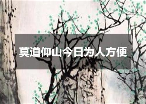 莫道仰山今日为人方便
