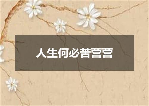 人生何必苦营营