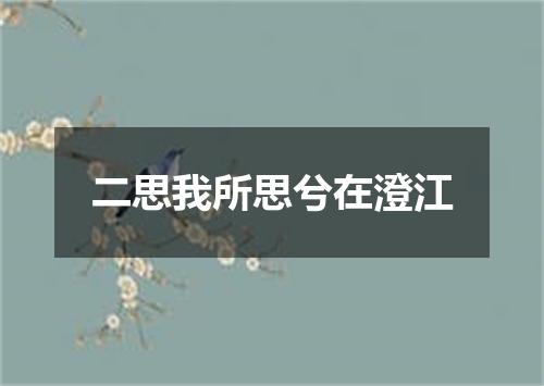 二思我所思兮在澄江