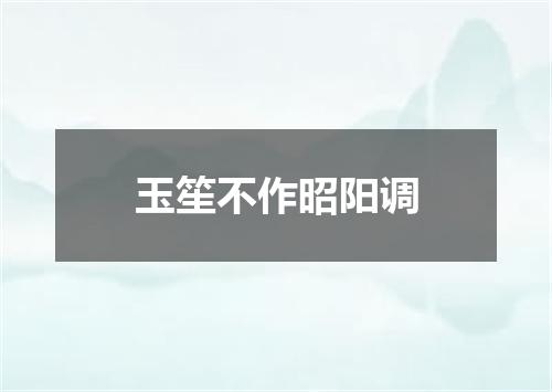 玉笙不作昭阳调