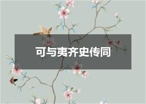 可与夷齐史传同