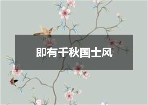 即有千秋国士风