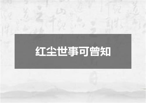 红尘世事可曾知