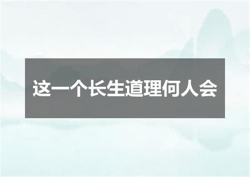 这一个长生道理何人会
