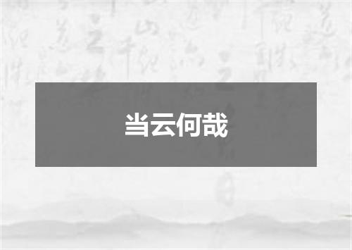 当云何哉