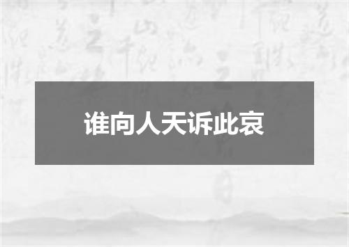 谁向人天诉此哀