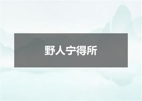 野人宁得所