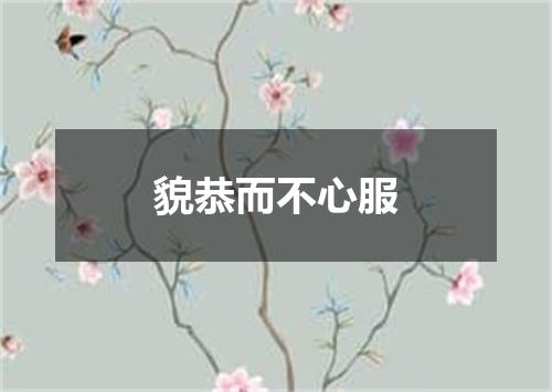 貌恭而不心服