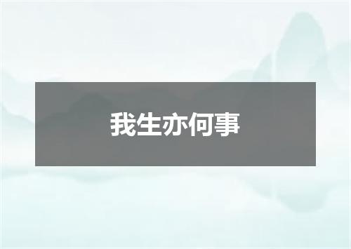 我生亦何事