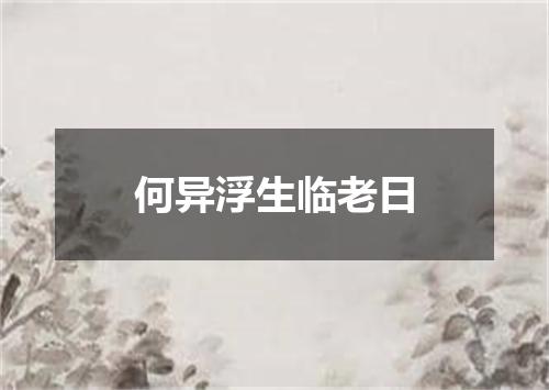 何异浮生临老日