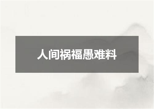 人间祸福愚难料