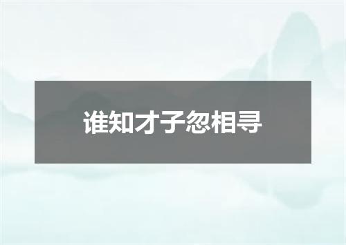 谁知才子忽相寻