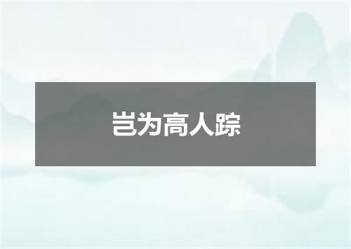 岂为高人踪