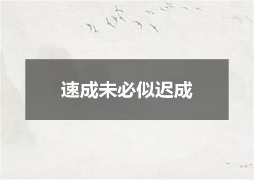 速成未必似迟成