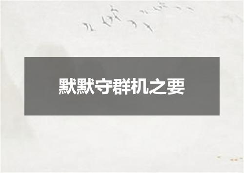 默默守群机之要