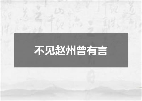 不见赵州曾有言