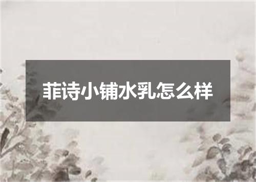 菲诗小铺水乳怎么样