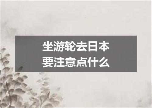 坐游轮去日本要注意点什么
