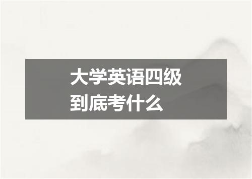 大学英语四级到底考什么