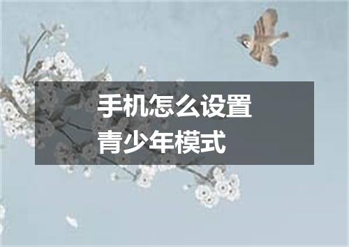 手机怎么设置青少年模式