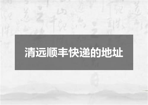 清远顺丰快递的地址