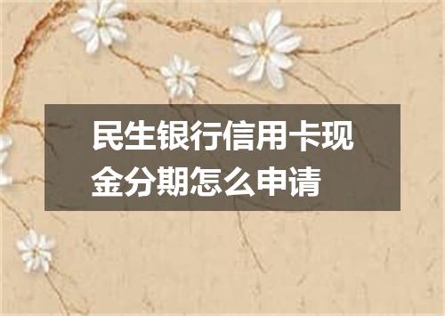 民生银行信用卡现金分期怎么申请