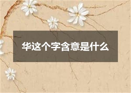 华这个字含意是什么