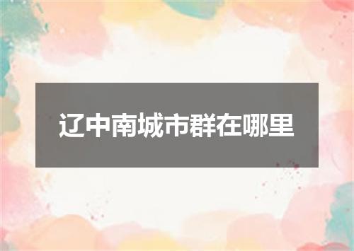 辽中南城市群在哪里