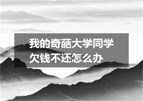 我的奇葩大学同学欠钱不还怎么办