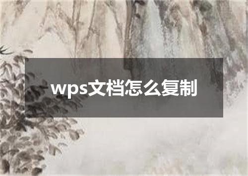 wps文档怎么复制