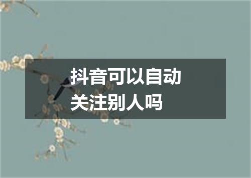 抖音可以自动关注别人吗