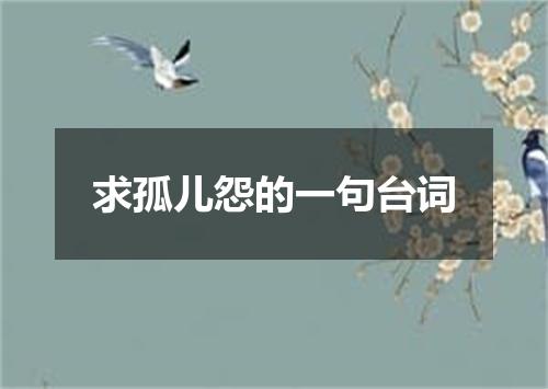 求孤儿怨的一句台词