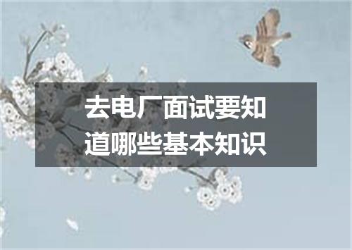 去电厂面试要知道哪些基本知识