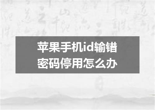苹果手机id输错密码停用怎么办