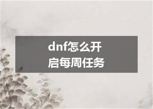 dnf怎么开启每周任务