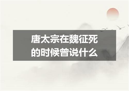 唐太宗在魏征死的时候曾说什么