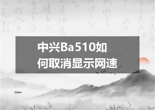 中兴Ba510如何取消显示网速
