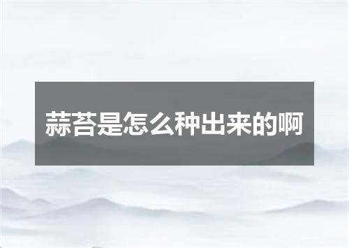 蒜苔是怎么种出来的啊