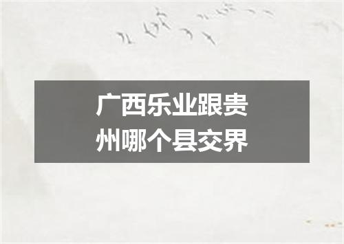 广西乐业跟贵州哪个县交界