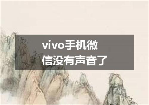 vivo手机微信没有声音了