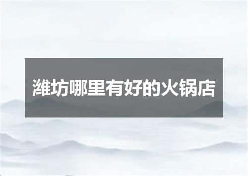 潍坊哪里有好的火锅店