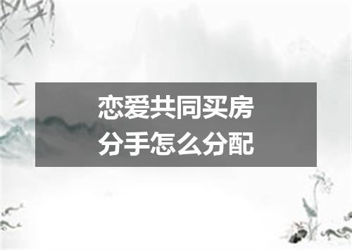 恋爱共同买房分手怎么分配